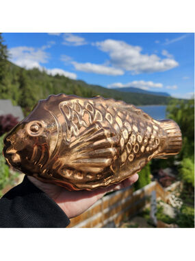 Vintage COPPER Tinned Fish Jello Baking Mold Wall Hanger
